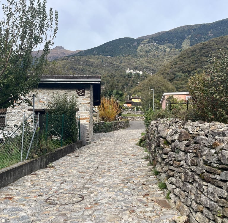 Looking up the road at the Monastero di Santa Maria Assunta in Claro