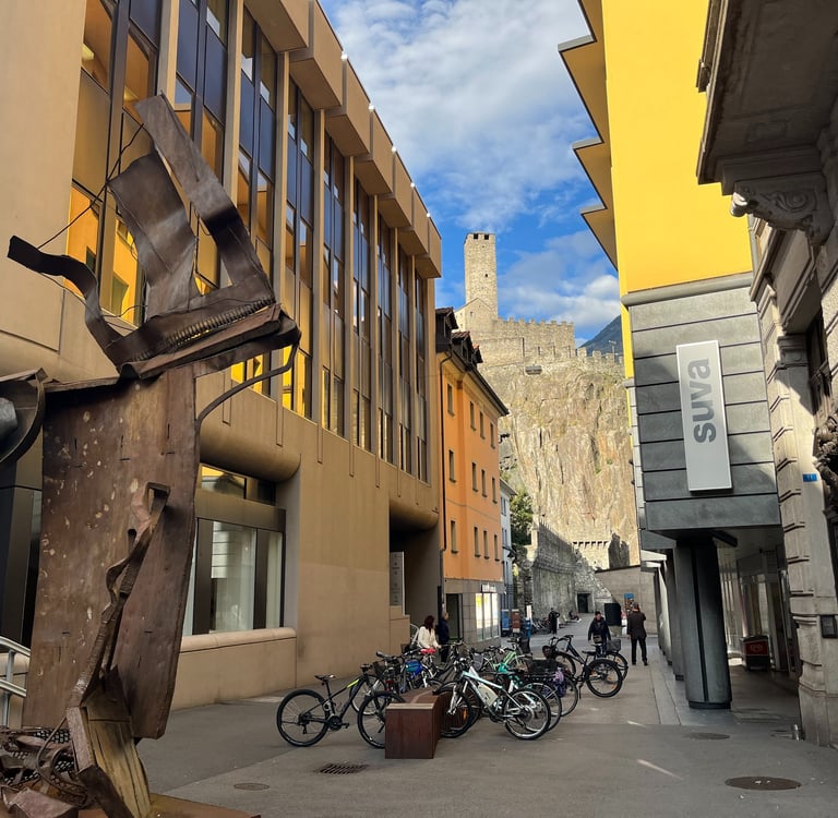 Views of Castel Grande from within the Bellinzona Old Town
