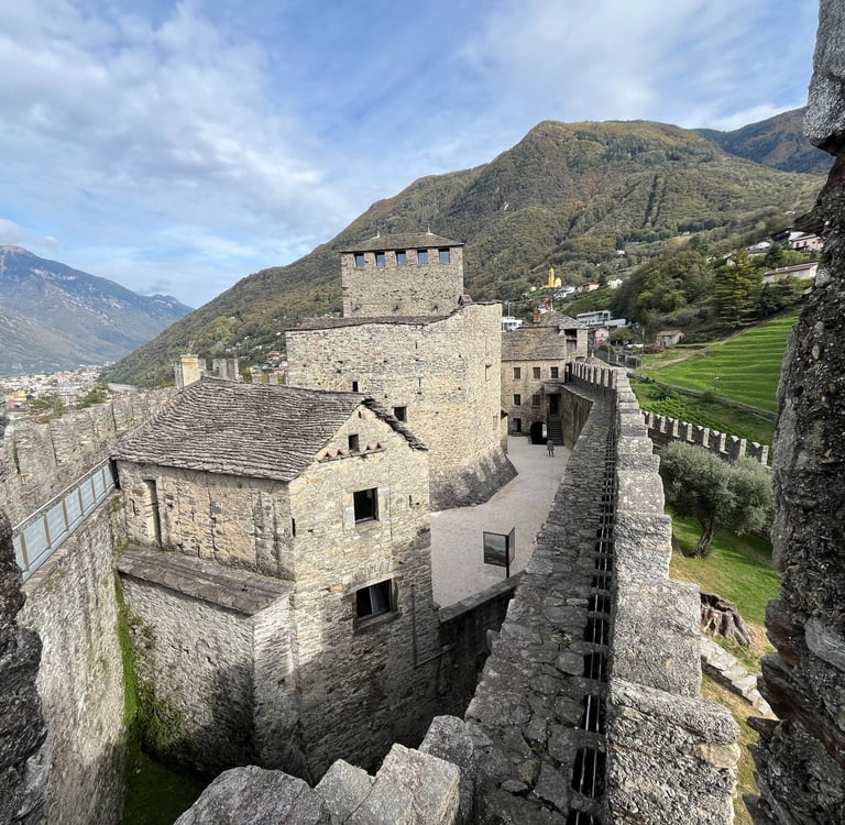 Looking out over Castel Montebello from the castle walls