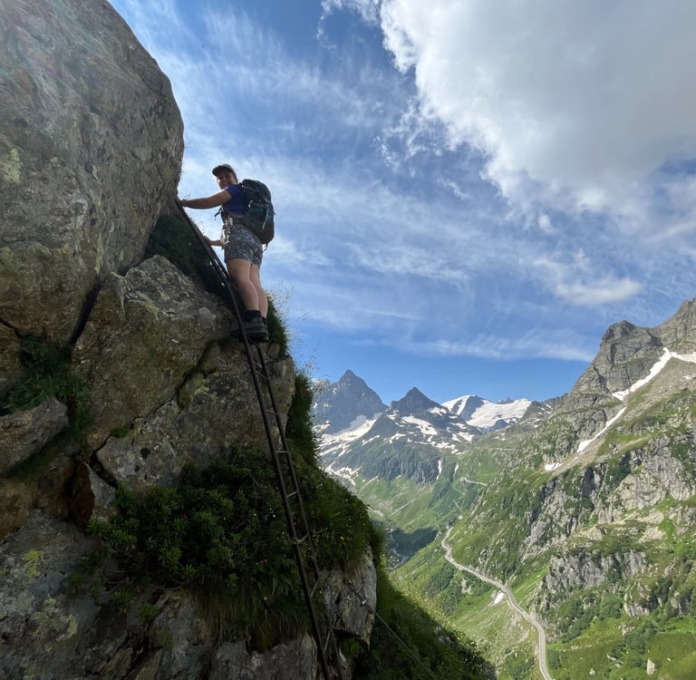 Ladders above the Susten Pass road