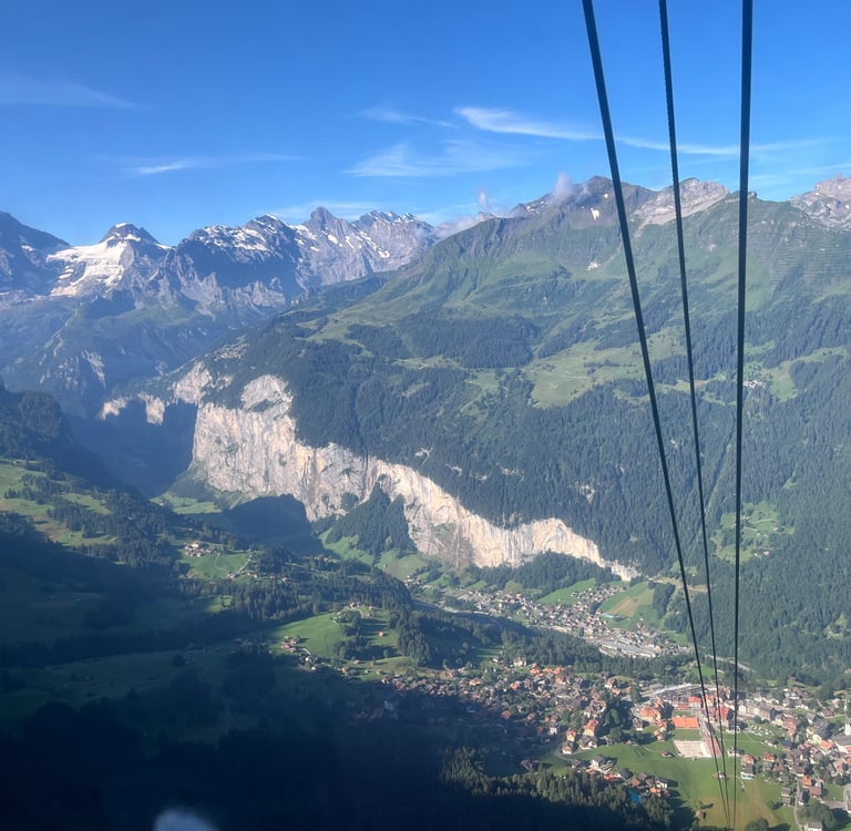 View from inside the Gondola to Männlichen