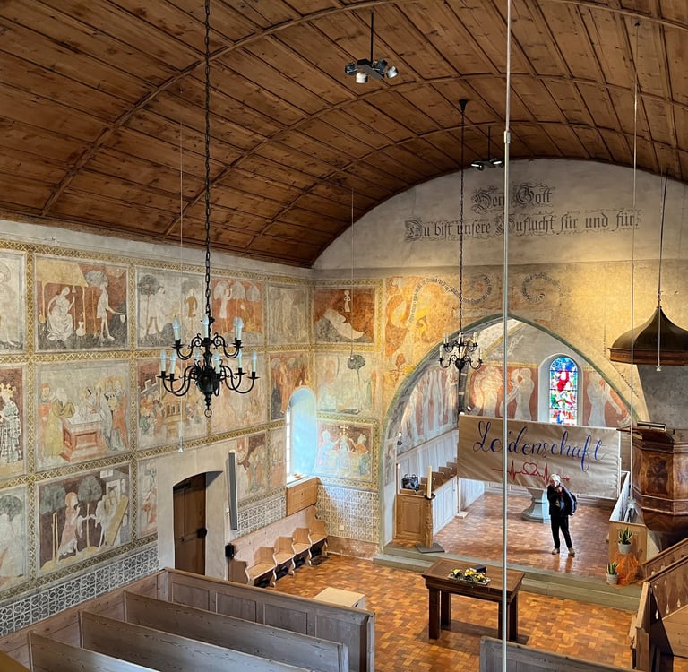Frescos inside Sankt Michaelskirche in Erelenbach im Simmental Switzerland