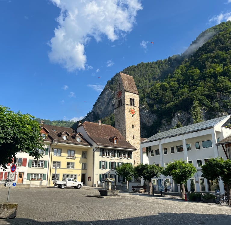 Kirchgasse in Unterseen near Interlaken Switzerland