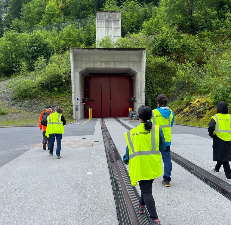 The entrance to Limmern Pumped Storage Plant in Glarus Switzerland