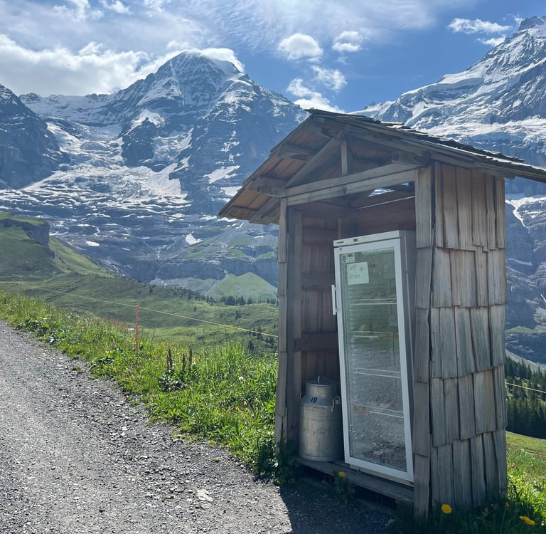 An honesty fridge between Kleine Scheidegg and Wengen