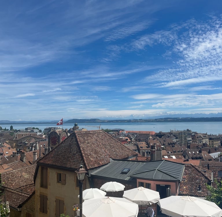 Looking out over Neuchâtel from the Neuchâtel Castle in Switzerland