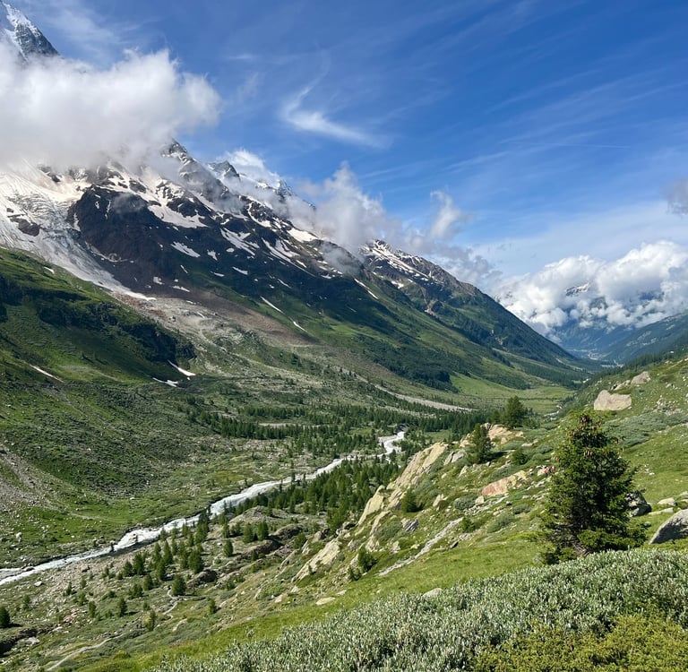 Looking down on the Lötschental from the trail near Anenhütte