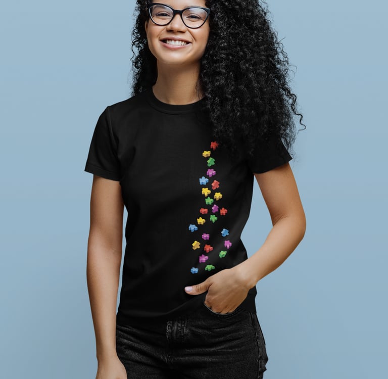 Falling Meeples women's T-shirt