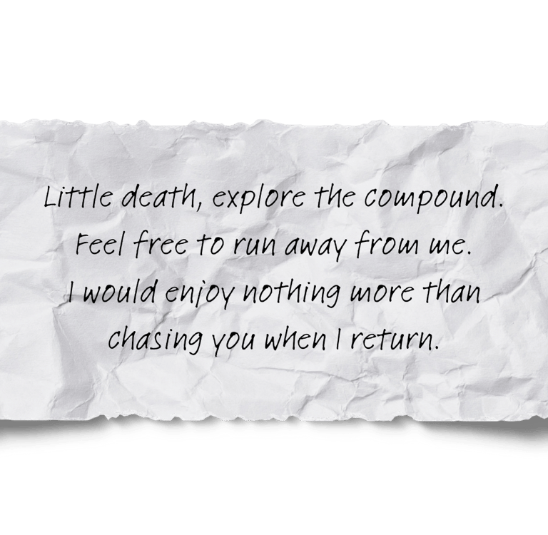 A handwritten note with a quote from a book