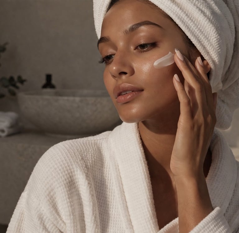 Luxury skincare wellness self care routine natural glow.