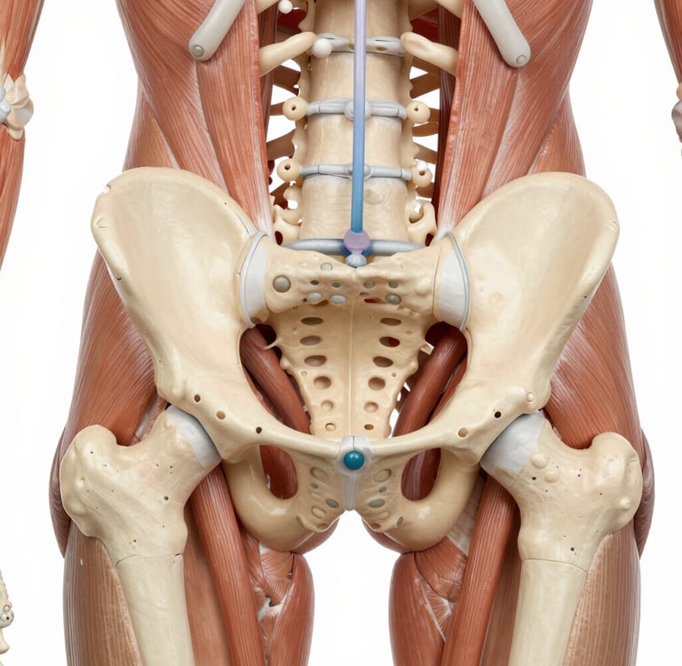educating client on their pelvic health using a model pelvis