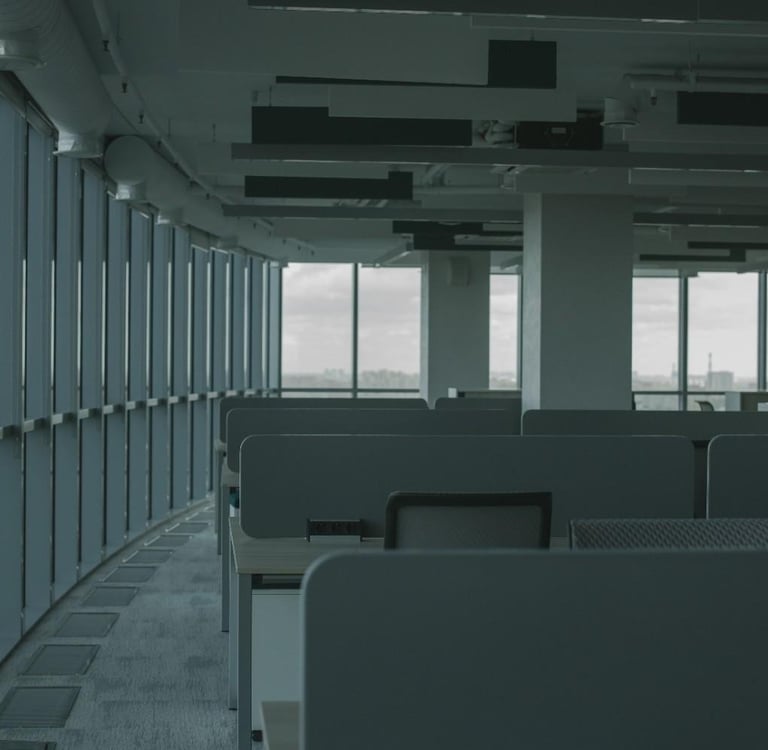 Colorado Springs commercial office building interior showing mold growth on ceiling tiles and walls requiring professional