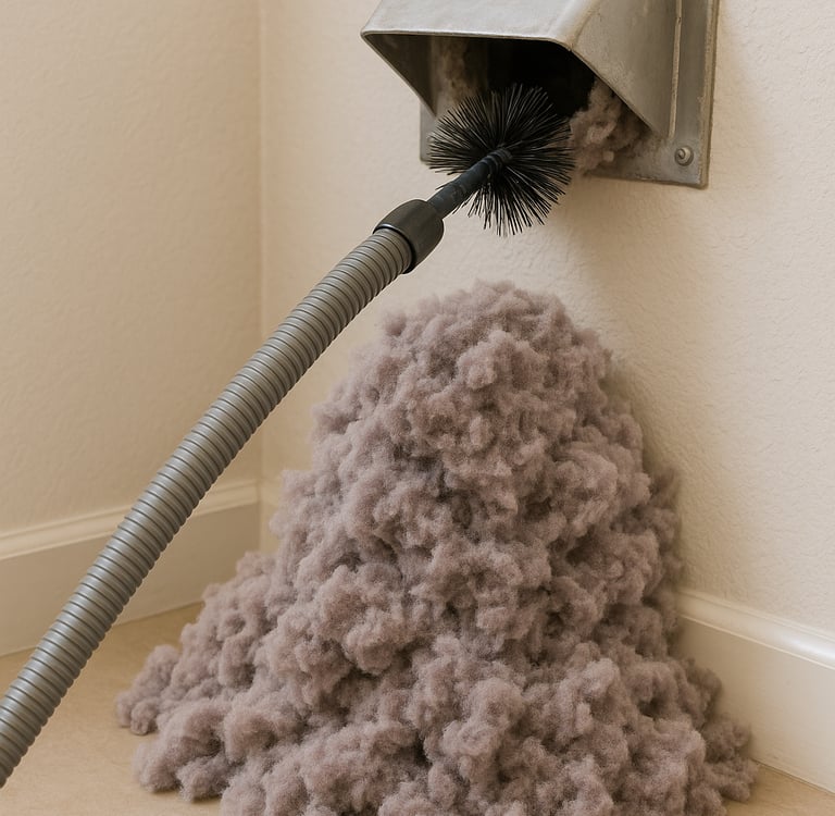 Dryer Vent Lint Removed With King Organic Clean, Dryer Vent Cleaning 