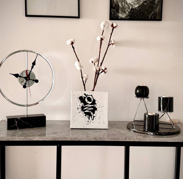 Handcrafted Persian calligraphy artwork with elegant flowing script in contemporary style صبر