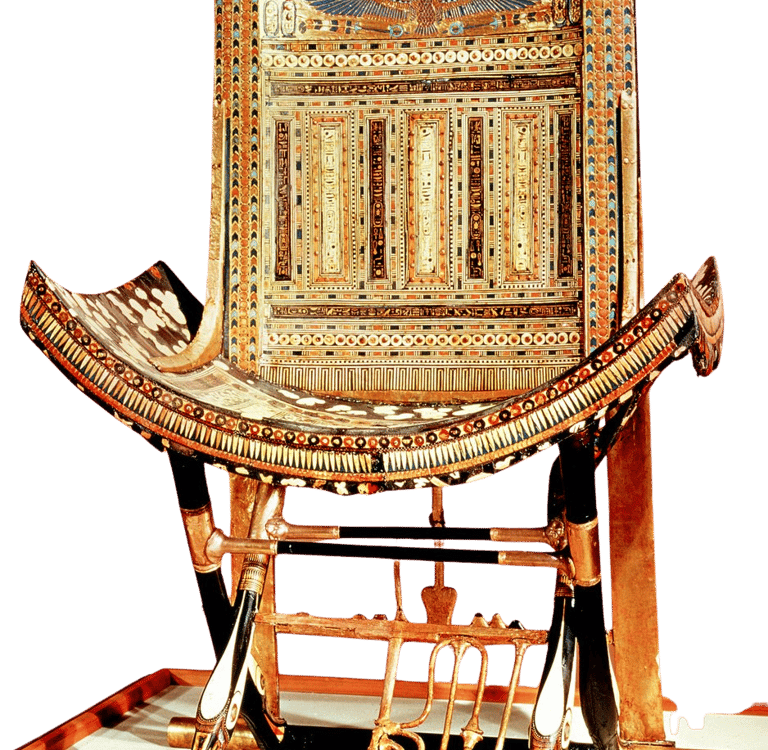 Trône de Toutankhamon, modèle de la copie de musée entreprise par l'Atelier l'Am'arante