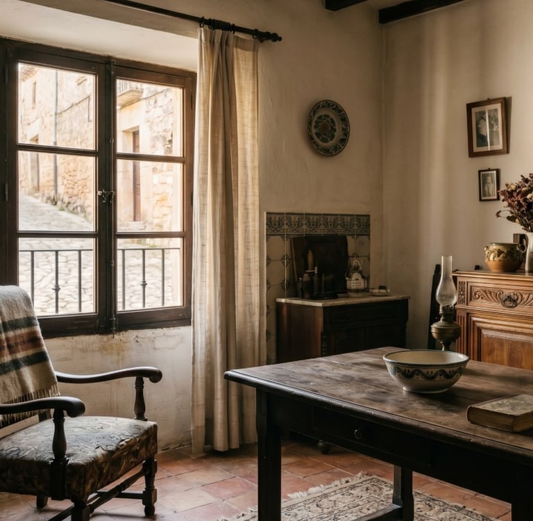 Interior cálido de una casa familiar heredada