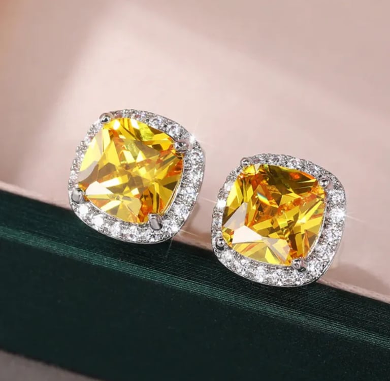 yellow citrine stud earrings