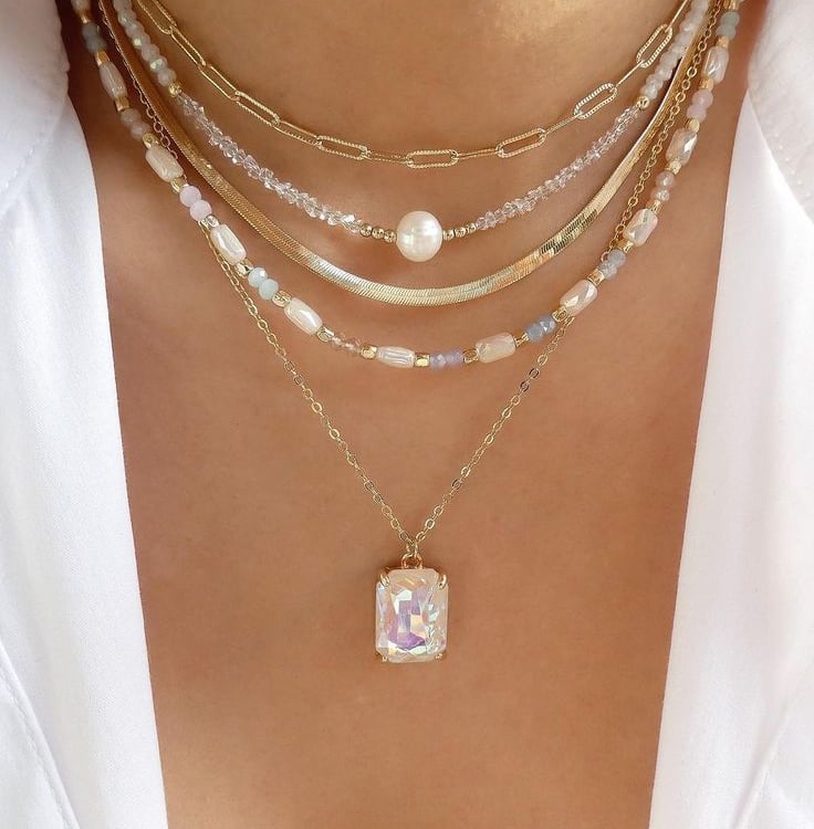 white layer necklace