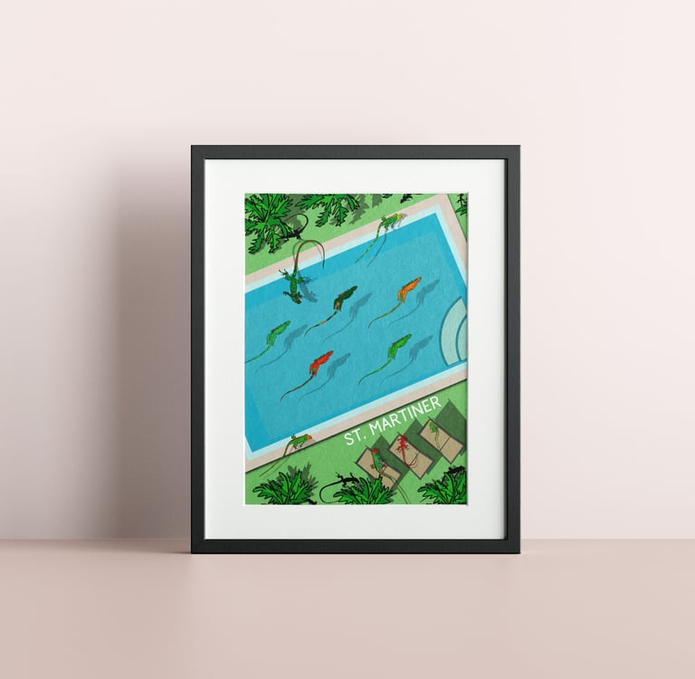 Pool Life by Raymond Bowen in black frame