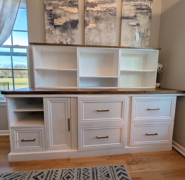 Custom office bookshelf built-in with storage Dayton OH