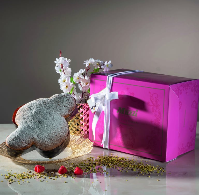 Colomba pasquale Riserva Famiglia Muzzi della linea Armonia in latta decorata