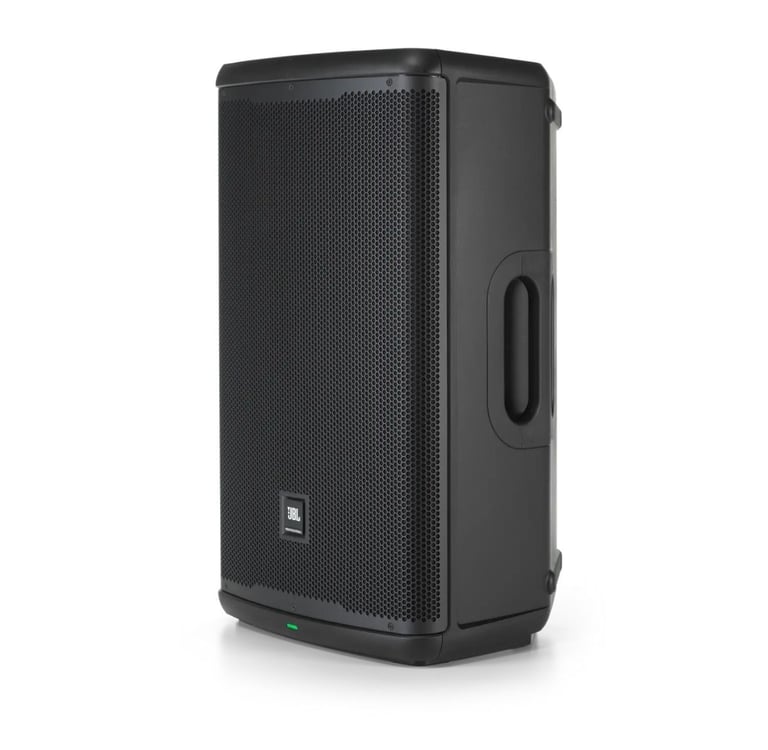 Altavoz activo profesional JBL EON715, vista lateral en perspectiva