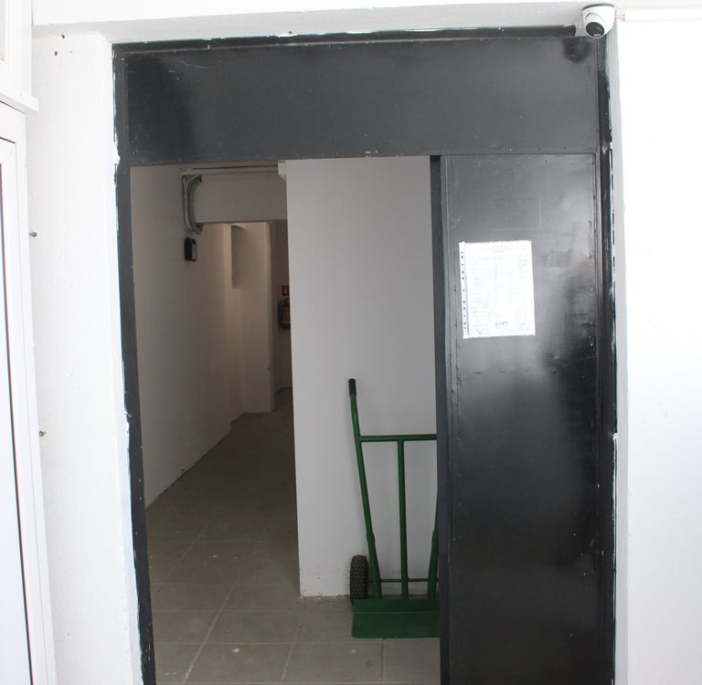 Main Entrance of the Storage Unit with a Handcart provided