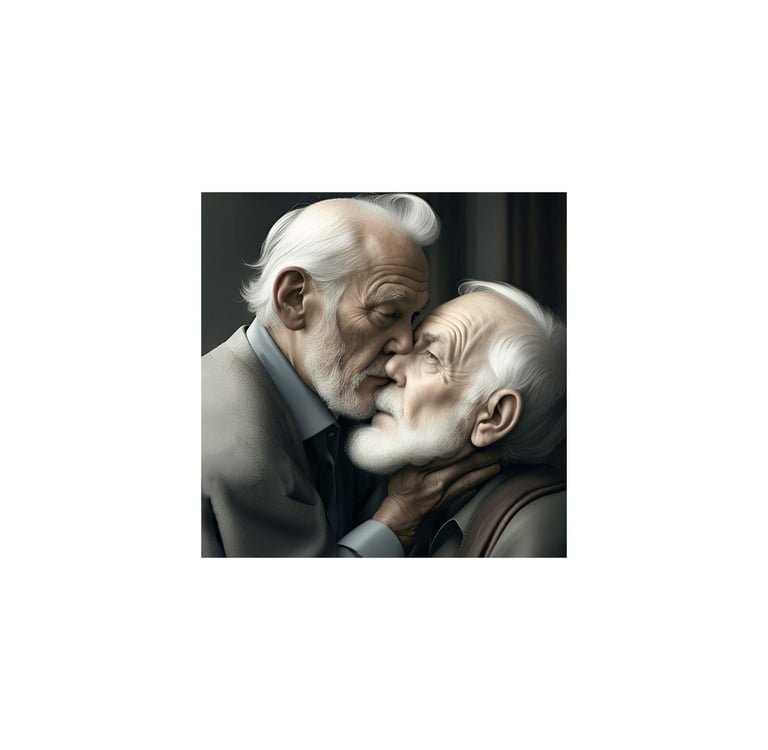 a man and man kissing in a photo