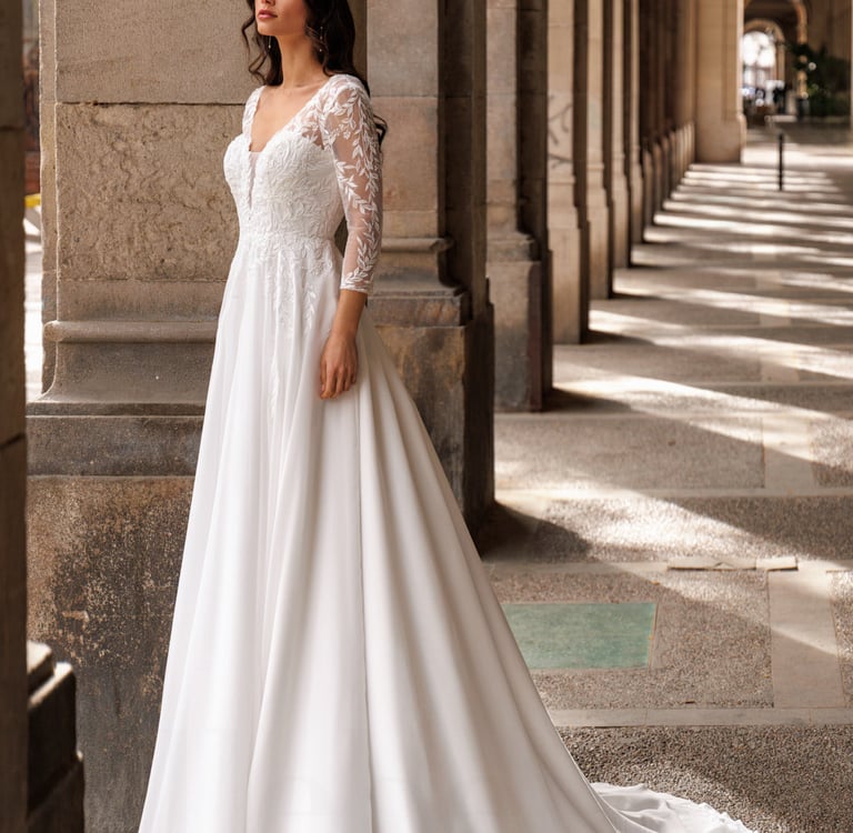 robe de mariée boheme en mousseline et dentelle essonne DM COUTURE