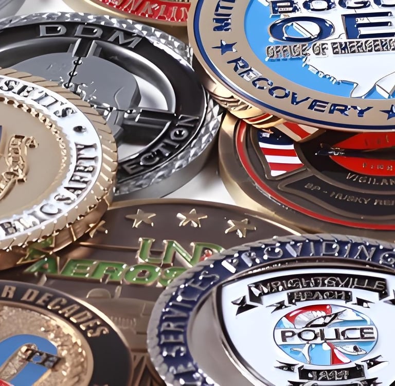 Custom challenge coins with different finishes