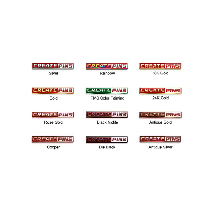 a variety of different types of metal plating colors