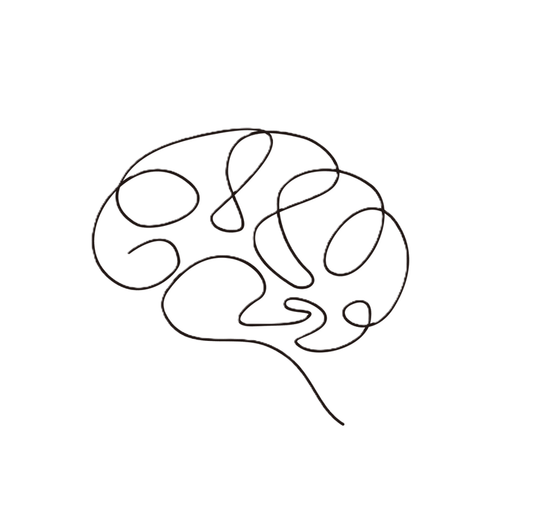 Cerveau dessiné en trompe l'oeil à l'aide d'un seul trait