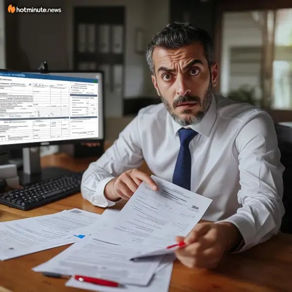 a man sitting at a desk with a computer and papers