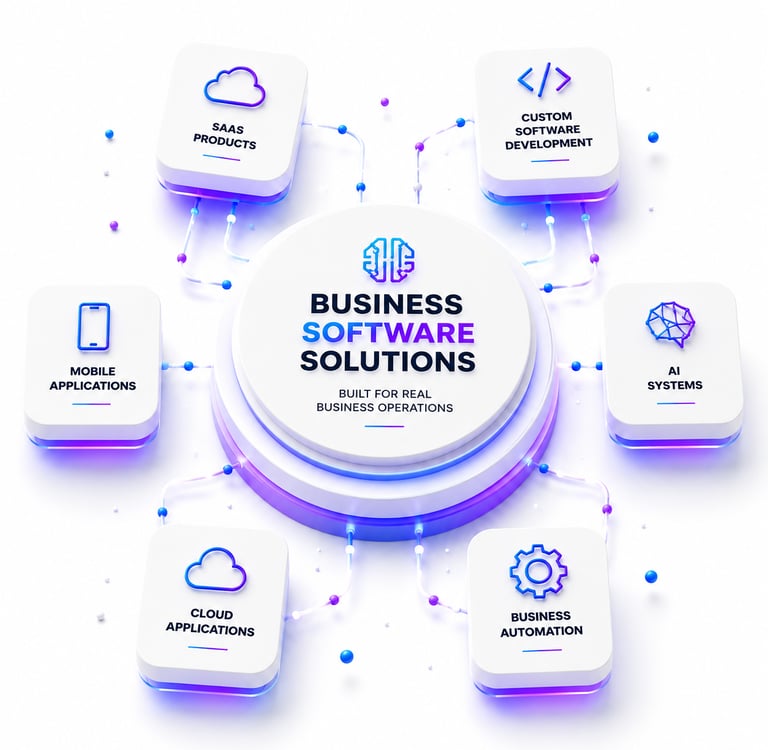 Business software solutions including SaaS products, cloud applications and AI systems by Intech Heritage.