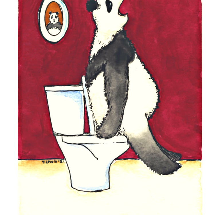 a panda bear sitting on a toilet seat