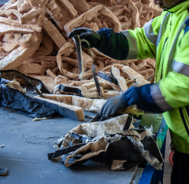 Tri de laine de verre issue du bâtiment pour fabriquer l’isolant REVIVER
