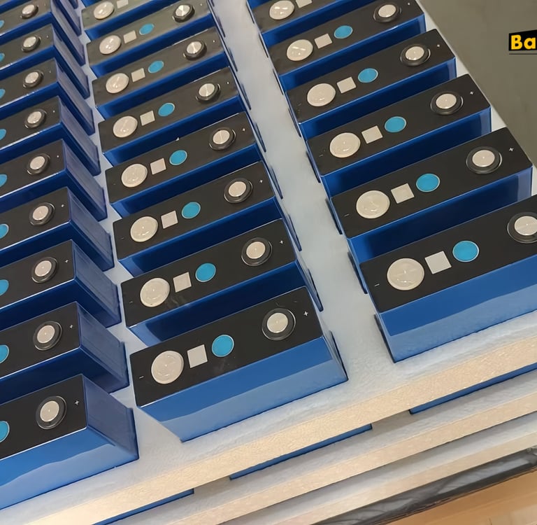 detail of LiFePO4 prismatic battery cells