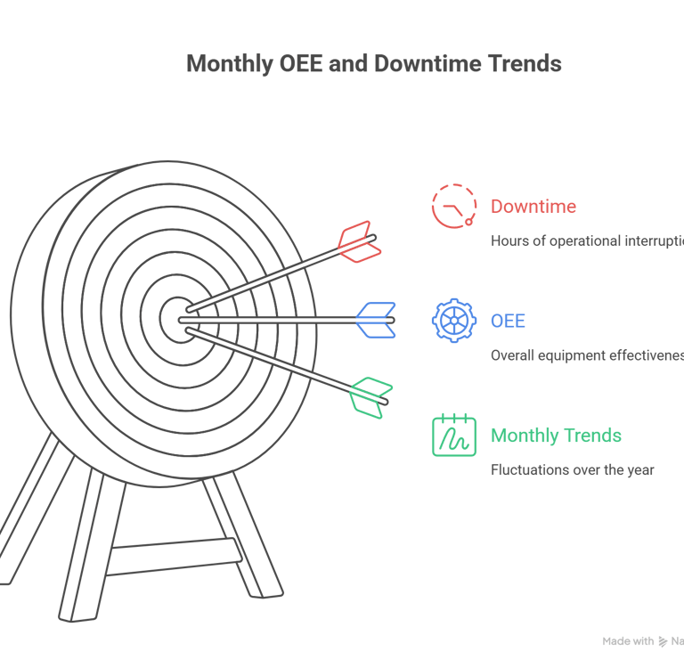 Monthly OEE and downtime trends