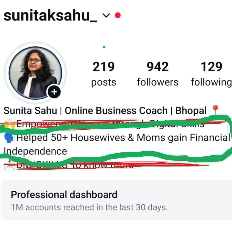 Fix Affiliate Marketing Bio for Instagram,Strong Value Statement , Strong CTA