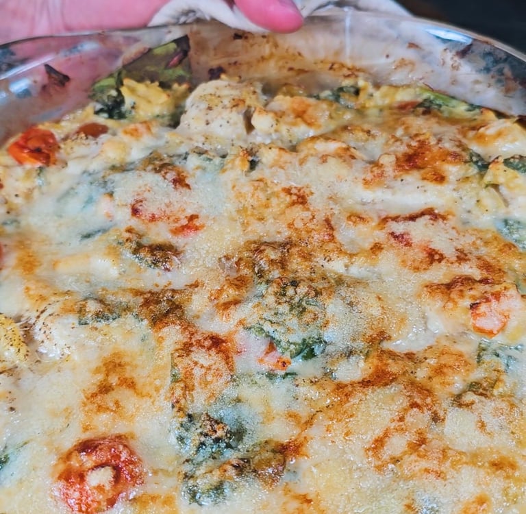 Gratin orzo poulet
