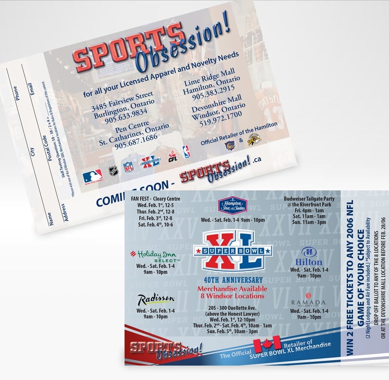 Sports Obsession Super Bowl Postcard Design