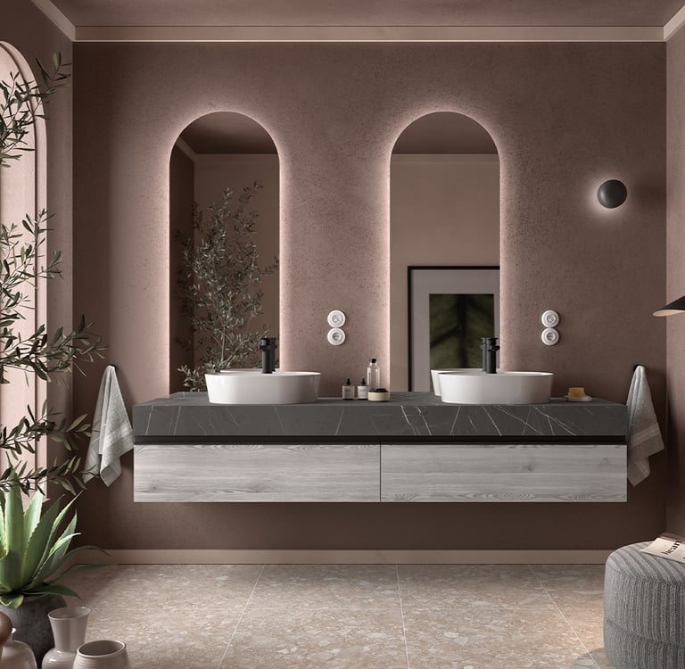 1 draw bathroom unit with sit on basins