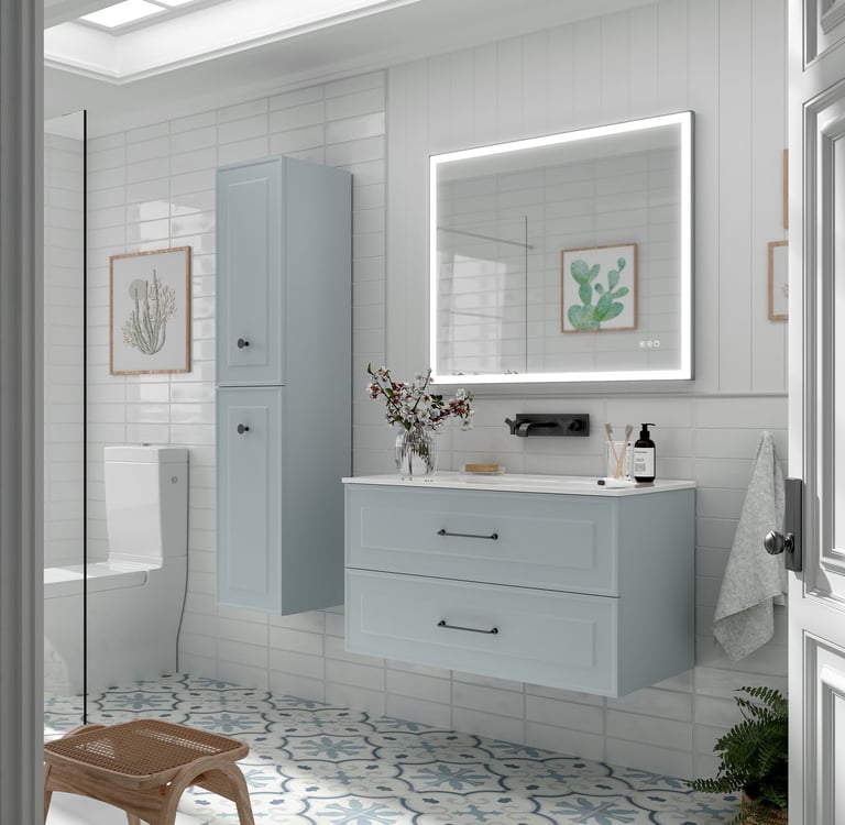 Salgar Blue bathroom unit and wall cupboard