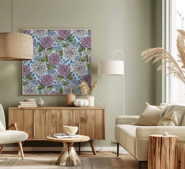 Floral Pattern Wall Art in a Living Room
