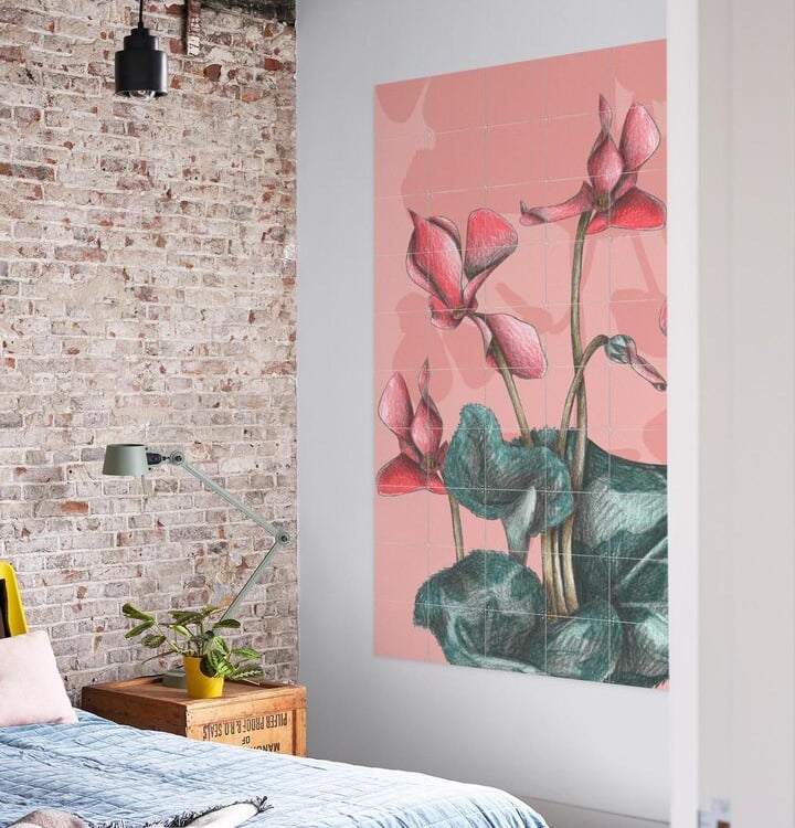 Floral Illustration Wall Art in a bedroom