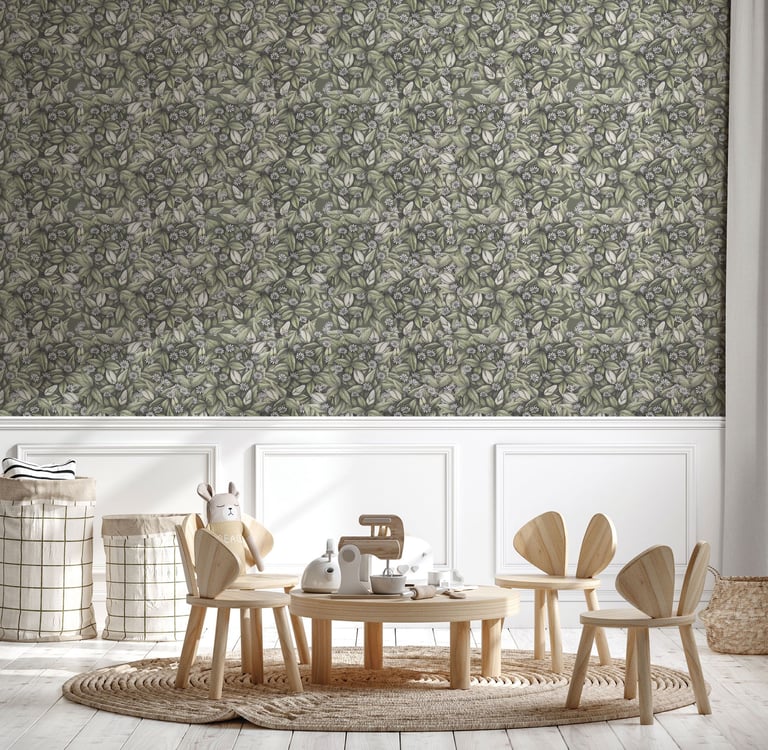 Kids Playroom with a Daisies Wallpaper