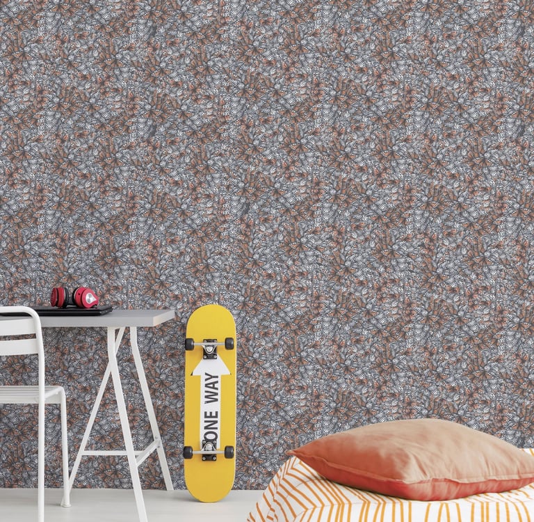 Bedroom with a Monarch Butterflies Wallpaper