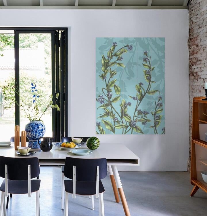 Floral Illustration Wall Art in a Living Room