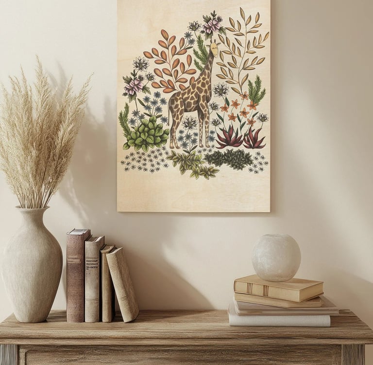 Animal Illustration Wall Art in a Living Room