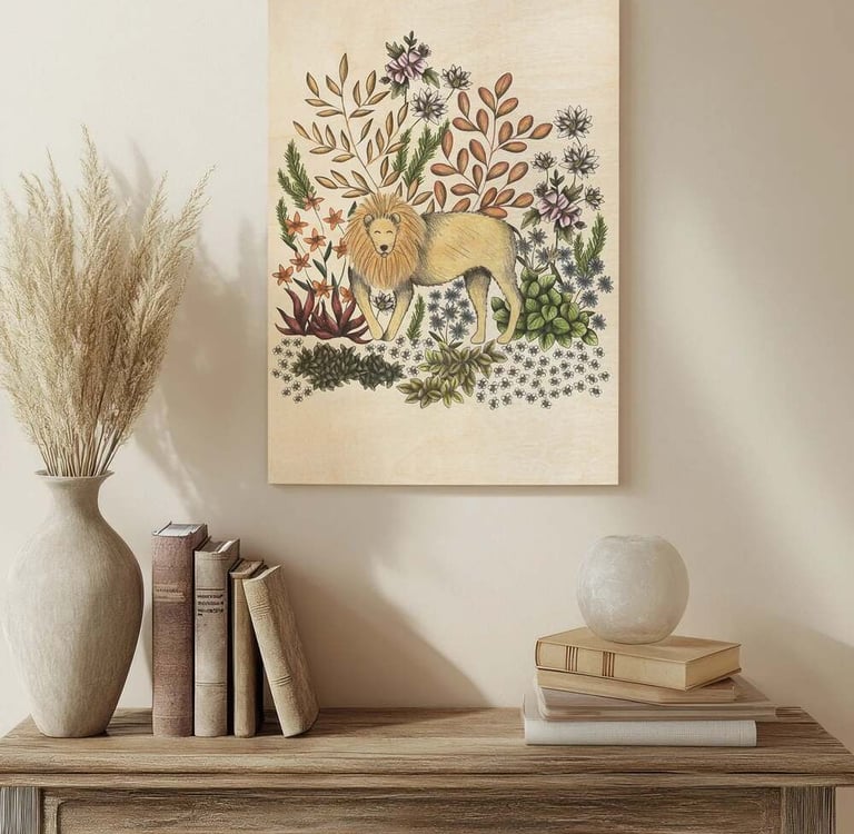 Animal Illustration Wall Art in a Living Room